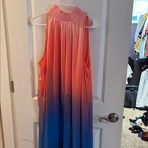 VENUS Orange Blue Halter Tunic for Cocktail